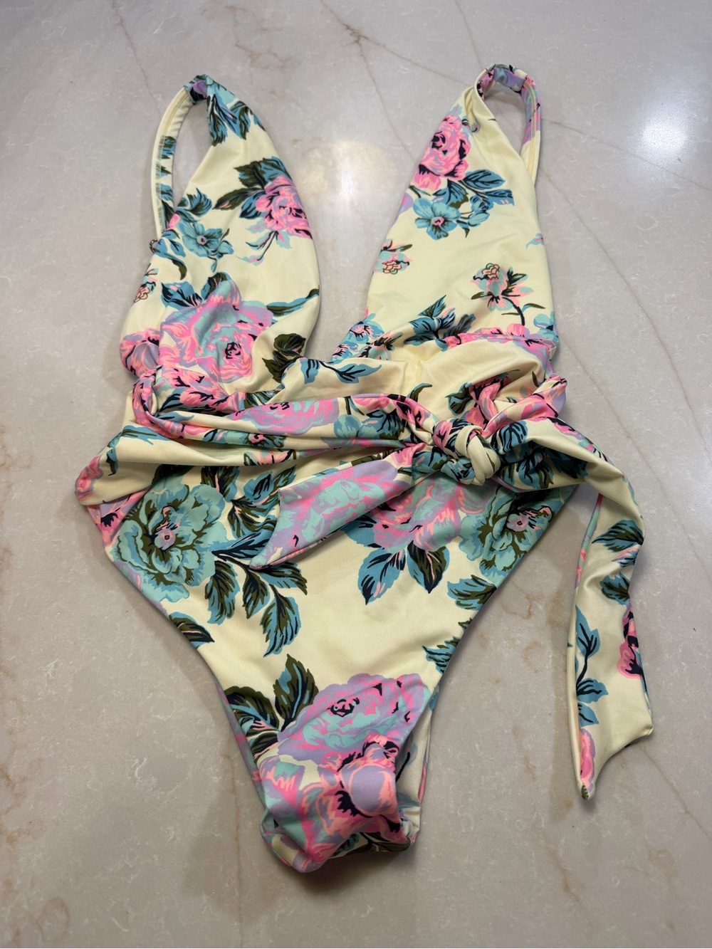 Maaji one piece swimsuit tie front floral size medium